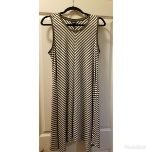 Chevron olive and white print dress